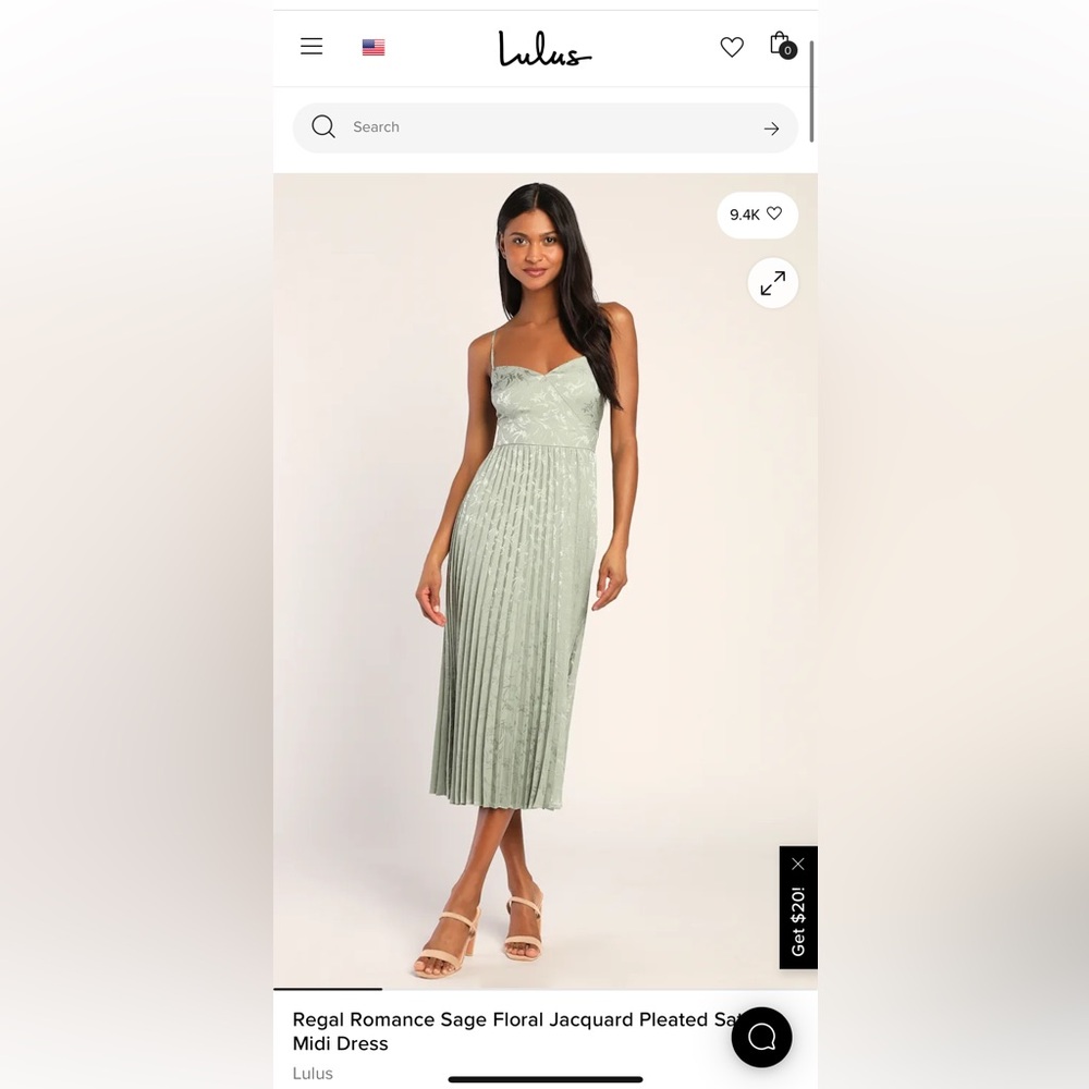 Regal Romance Sage Floral Jacquard Pleated Satin Midi Dress